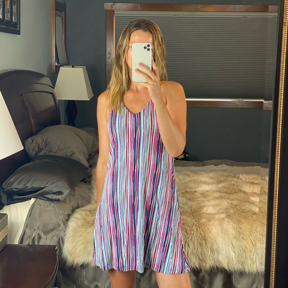 C&C California Striped Halter Mini Dress XS Shelf Bra